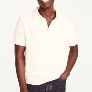 J Crew Organic Cotton-blend Boucle Short Sleeved Sweater Polo in Classic Ivory